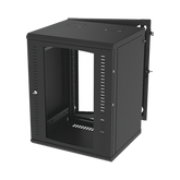 Gabinete Abatible de Pared (Con Marco Trasero) con Rack 19" de 16 Unidades. Ventana de Cristal Templado.